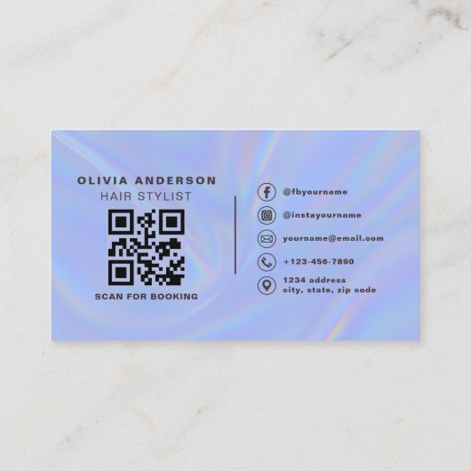 Holographic Hair Stylist Photo QR Code  名刺 (裏面)