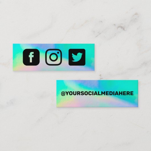 Holographic Instagram Twitter Facebook スキニー名刺 (正面/裏面)