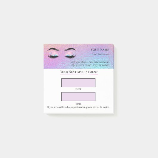 Holographic Lash appointment ポストイット (正面)
