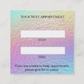 Holographic Lash Technician Appointment Card 予約カード (裏面)