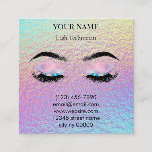 Holographic Lash Technician Appointment Card 予約カード (正面)