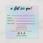 Holographic Lash Technician Gift Certificate Card ロイヤリティカード (裏面)