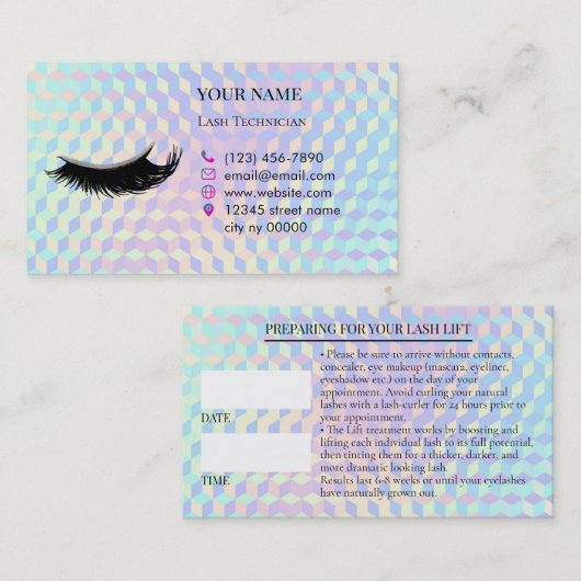 Holographic Lashes Before care Appointment Card 予約カード (正面/裏面)