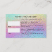 Holographic Lashes Before care Appointment Card 予約カード (裏面)