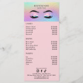 Holographic Lashes Salon Price List メニュー (正面)