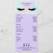 Holographic Lashes Salon Price List メニュー (正面)