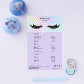 Holographic Lashes Salon Price List Menu チラシ (シングル)