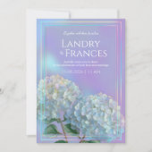 Holographic Linear Lavender Hydrangea Wedding 招待状 (正面)