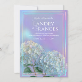 Holographic Linear Lavender Hydrangea Wedding 招待状