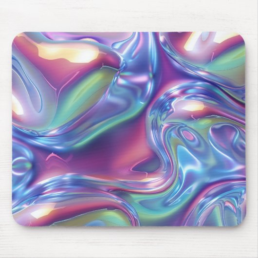 Holographic Liquid Metal Gradient Aura Aesthetic マウスパッド (正面)