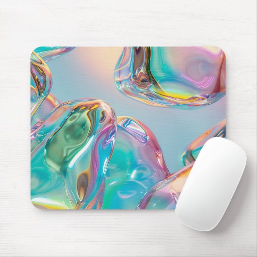Holographic Liquid Metal Gradient Aura Aesthetic マウスパッド (マウス)