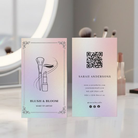 Holographic Makeup Artist Card with QR Code 名刺
