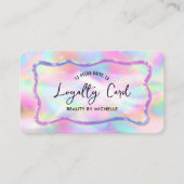 Holographic Neon Colors Girly Makeup Nails Salon ロイヤリティカード (正面)