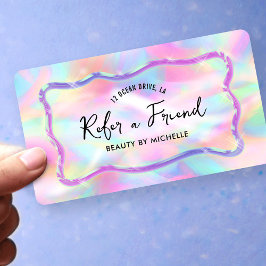 Holographic Neon Colors Refer A Friend Girly 紹介カード