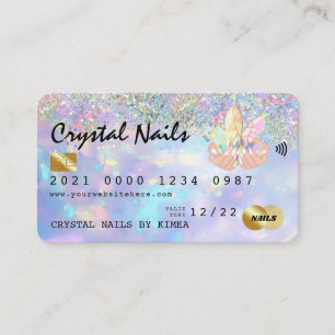 Holographic Opal Crystal爪、 ネイルTechクレジットカード 名刺