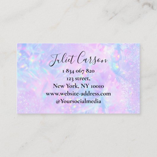  Holographic Opal Pink Business Card 名刺 (裏面)