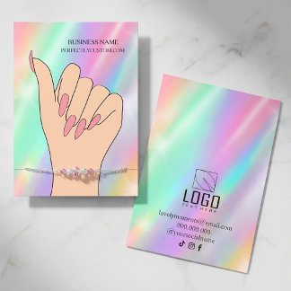 Holographic Pastel Bracelet Display Card | Jewelry 名刺