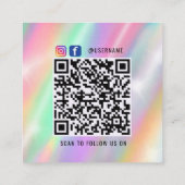 Holographic Pastel Brand Card with QR Code スクエア名刺 (裏面)
