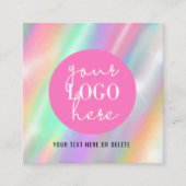 Holographic Pastel Brand Card with QR Code スクエア名刺 (正面)