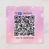 Holographic Pastel Brand Card with QR Code スクエア名刺 (裏面)