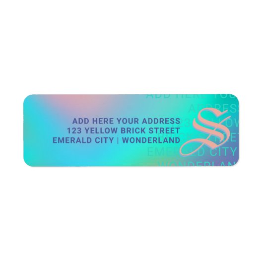 Holographic Pastels | Monogram Return Address ラベル (正面)