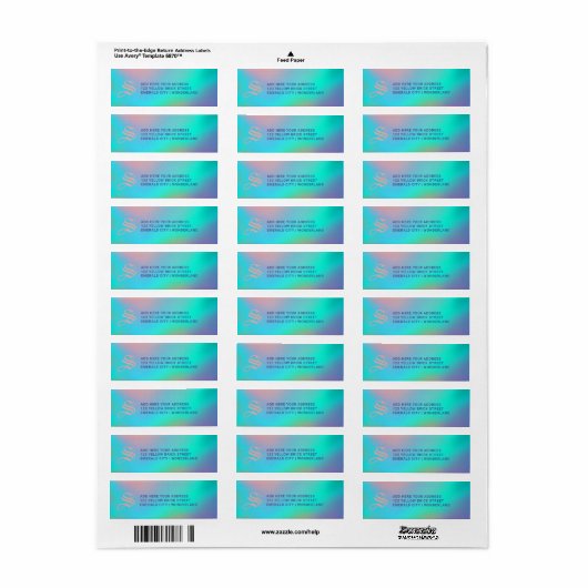 Holographic Pastels | Monogram Return Address ラベル (フルシート)