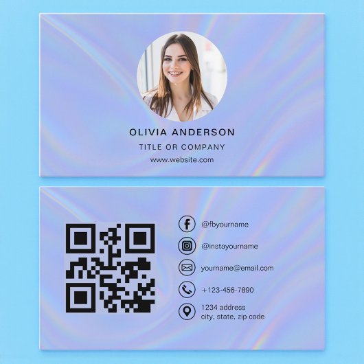 Holographic Photo with QR Code Social Media 名刺