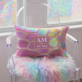 Holographic pink y2k aesthetic metallic cyber chic アクセントクッション