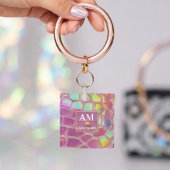 Holographic pink y2k aesthetic metallic cyber chic キーホルダー