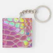 Holographic pink y2k aesthetic metallic cyber chic キーホルダー (裏面)