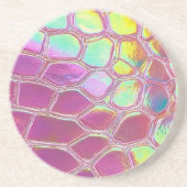 Holographic pink y2k aesthetic metallic cyber chic コースター (正面)