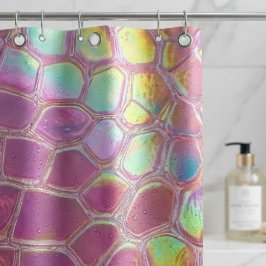 Holographic pink y2k aesthetic metallic cyber chic シャワーカーテン