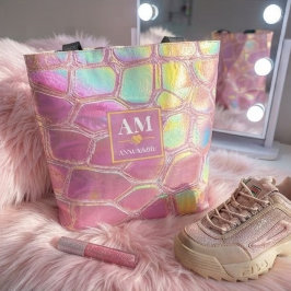 Holographic pink y2k aesthetic metallic cyber chic トートバッグ