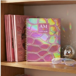 Holographic pink y2k aesthetic metallic cyber chic ノートブック