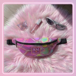 Holographic pink y2k aesthetic metallic cyber chic ファニーパック