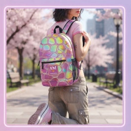 Holographic pink y2k aesthetic metallic cyber chic プリントバックパック
