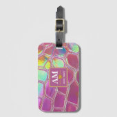 Holographic pink y2k aesthetic metallic cyber chic ラゲッジタグ (正面縦)