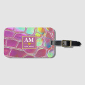 Holographic pink y2k aesthetic metallic cyber chic ラゲッジタグ (正面横)