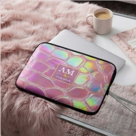 Holographic pink y2k aesthetic metallic cyber chic ラップトップスリーブ