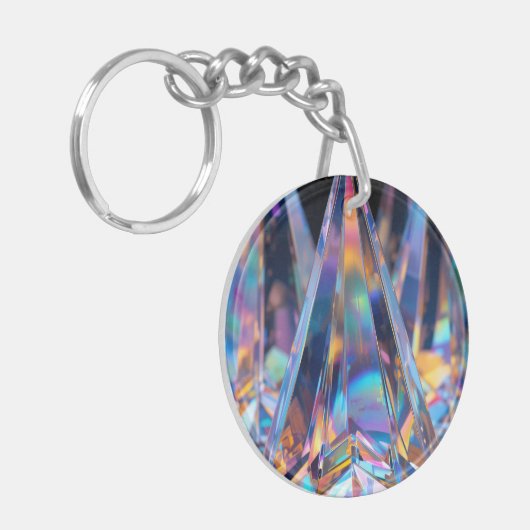 Holographic Prism Acrylic Keychain – Rainbow Light キーホルダー (正面左)