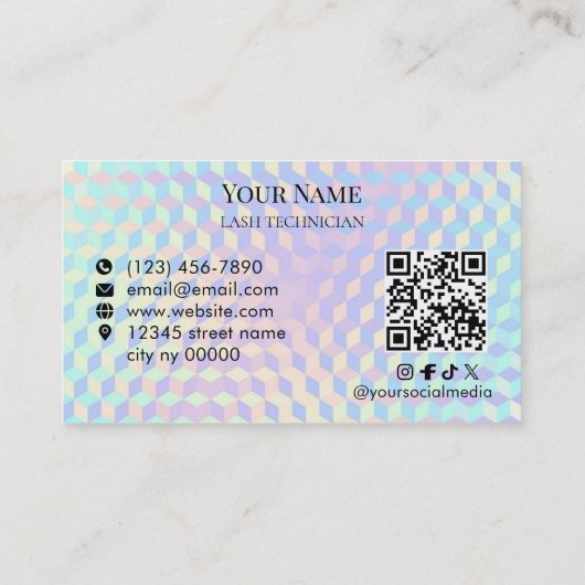 Holographic QR code Lash Technician 名刺 (裏面)