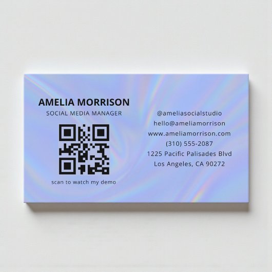 Holographic QR Code Minimalist Professional 名刺