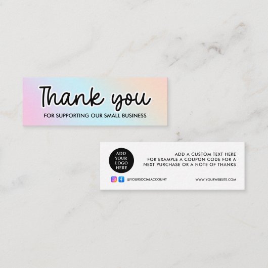 HOLOGRAPHIC RAINBOWご注文ありがとうございます スキニー名刺 (正面/裏面)