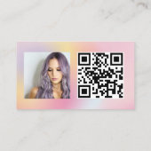 Holographic rainbow hair makeup photo logo qr code 名刺 (裏面)