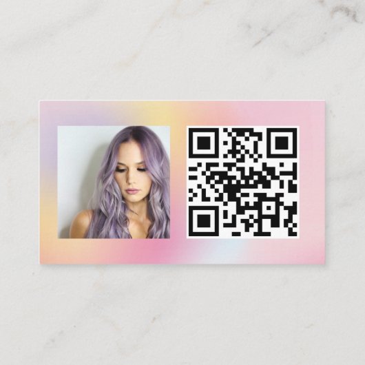 Holographic rainbow hair makeup photo logo qr code 名刺 (裏面)