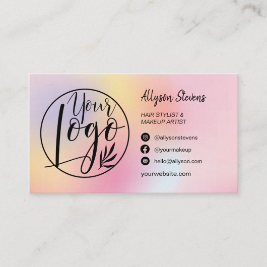 Holographic rainbow hair makeup photo logo qr code 名刺 (正面)