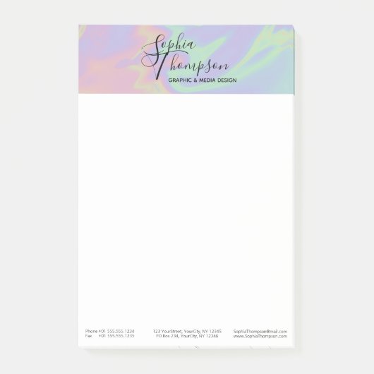 Holographic Rainbow Pastel Post-it®モダンノート ポストイット (正面)
