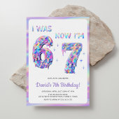 Holographic Six Seven Meme Funny 67 Kids Birthday 招待状