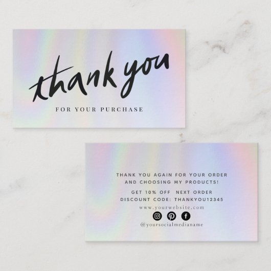 Holographic Thank You Business Card 名刺 (正面/裏面)