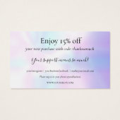 Holographic Thank You For Theショッピング割引カード (裏面)